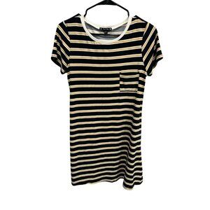 Try This Black Yellow Stripes Short Sleeve Tee Chest Pocket Size L Retro Skater